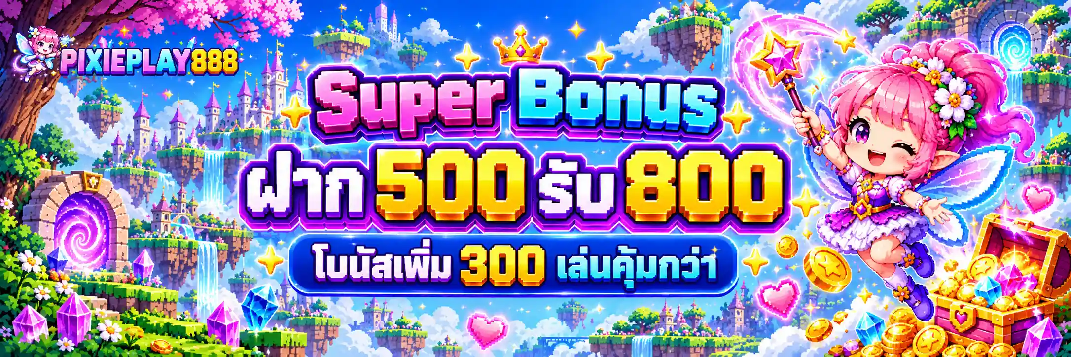 PIXIEPLAY888 โปร Super Bonus ฝาก 500 รับ 800